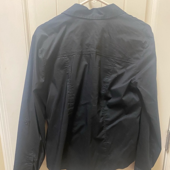 New York & Company Size L Lg sleeve-button down shirts-Royal/Emerald green/Black - Picture 3 of 13